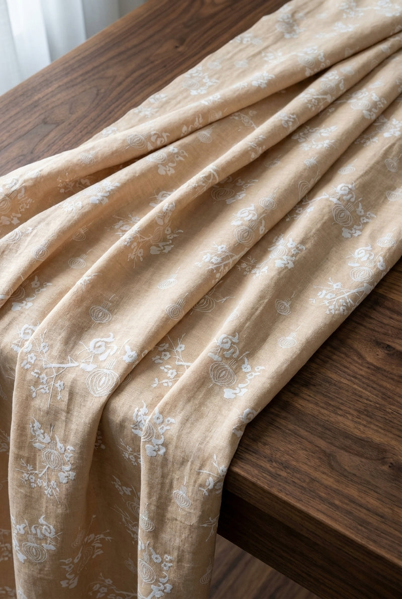 قماش كتان بطباعة بارزة - draped