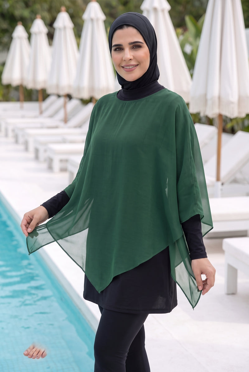 كوفر اب شيفون اخضر غامق