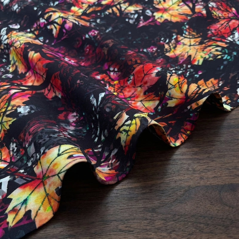 Macro close-up of leaf pattern satin fabric (9142104621306)