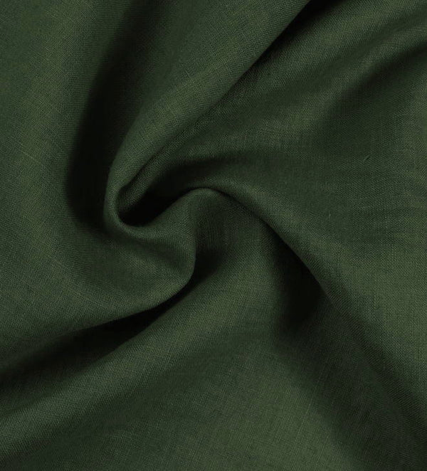 قماش كتان تويل اخضر غامق ساده