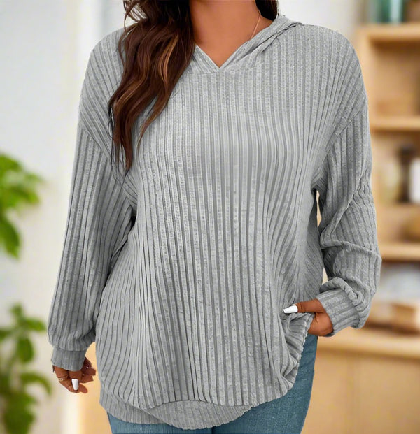 سويت شيرت صوف ريب رمادي فاتح