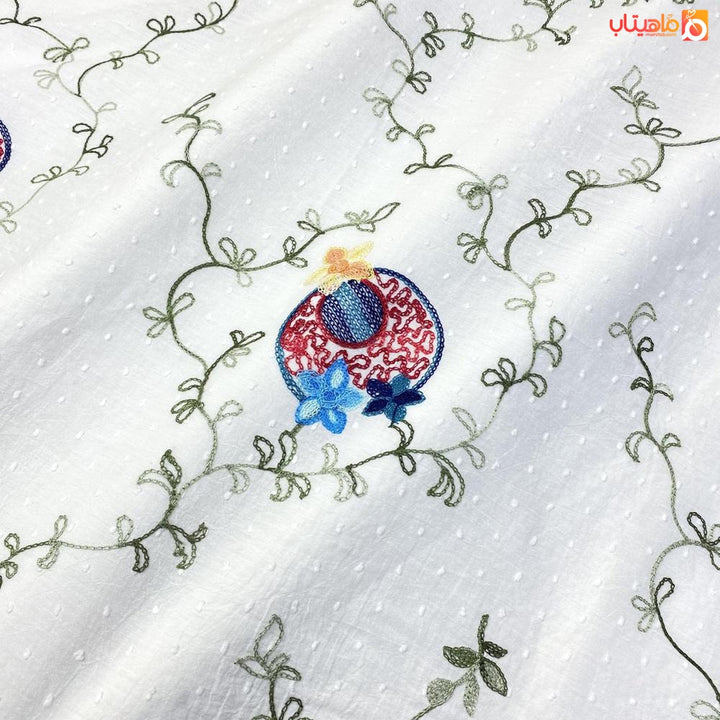 قماش قطن مطرز ابيض